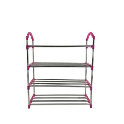 China Minimalist Easy To Disassemble Stainless Steel Shoes Rack Machines Space Saving Metal Wholesale Free Assembled Door Shoe Storage Shelf for sale