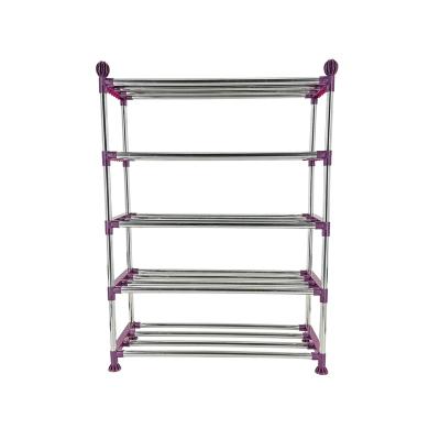 China Minimalist Easy To Disassemble Stainless Steel Shoes Rack Machines Space Saving Metal Wholesale Free Assembled Door Shoe Storage Shelf for sale