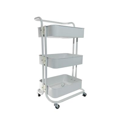 China Free Samples Durable 3 Tier Cart Kitchen Serving Rolling Cart With Wheels Multifunctional Mobile Storage Shelves Organizer Trolley for sale