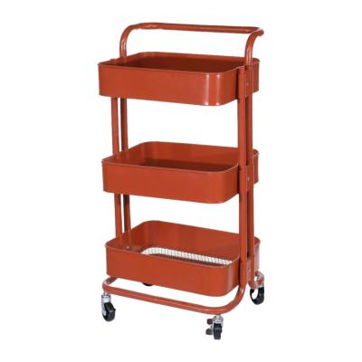 China Durable Hot Sale Home Kitchen Storage Organizer 3 Tiers Mobile Rolling Serving Carts With Wheels for sale