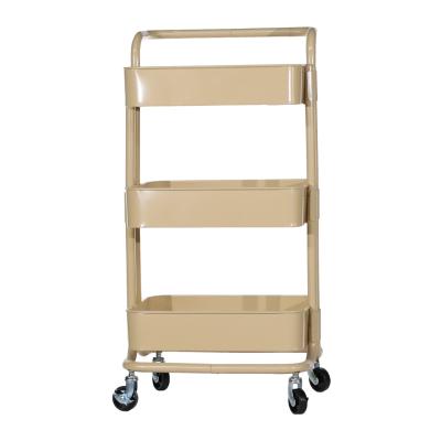 China Universal Foldable Rolling Steel Rolling Mobile Cart Home Furniture Metal Storage 3 Tiers Kitchen Durable Vegetable Cart Trolley Cart for sale