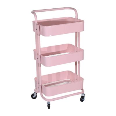 China Durable Plastic Storage Organizer Basket 3 Tier Office Kitchen Cart Storage Utility Cart Shelf Storage Rack for sale