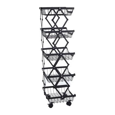 China Durable and Durable Foldable and Stretchable Kitchen Living Room Storage Rack Removable Storage Basket Vegetables Shelf for sale