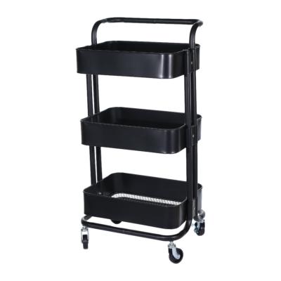 China Durable High Quality Hot Sale 3-Tier Metal Storage Rack Kitchen Serving Cart Modern Kitchen Furniture for sale