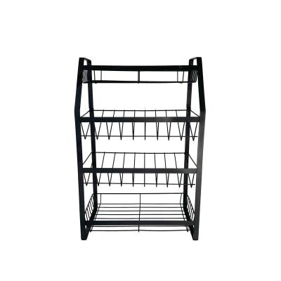 China Direct Selling Kitchen Storage Rack Basket Shelf Iron Shelf Iron Wire Storage Viable Three-Tier Basket for sale