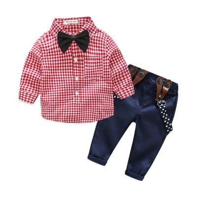 China Smart Casual New Baby Boutique Wholesale Three-piece Gentleman Suit Suspender Pants Fancy Casual Children's autumn boys fashion sets for sale