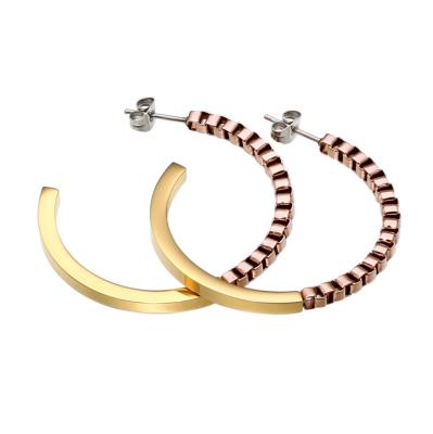 China Trendy Top Fashion Designs Elegant Women Style Beautiful Rose Gold Plated 316L Stainless Steel Earring for sale