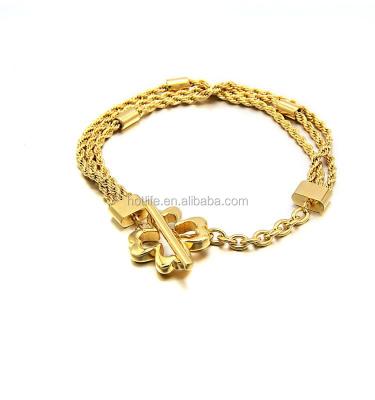 China Wholesale 316L Stainless Steel Chain Bracelet Flower Lead Free Nickel Free Triple Bracelet For Kids for sale