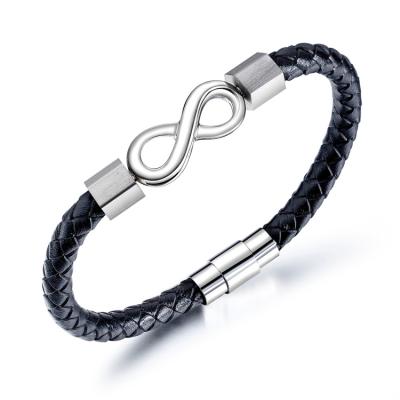 China Casual / Sporty Infinity Symbol Charm Leather Bracelet 8 Shape Leather Bracelet For Men for sale