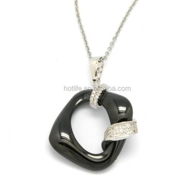 China Fashionable Hot Sale Silver Jewelry Charm Jewelry Teenager Girl Black Ceramic Pendant for sale