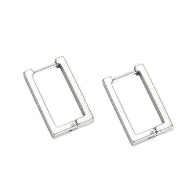 China 2020 hot sale nickel and lead free stainless steel earring rectangle shape earring for men and boys steel color for sale