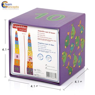 China Building Toy 10pcs Kindergarten Stacking Cube Boxes Educational Interlocking Toy Paper Block for sale