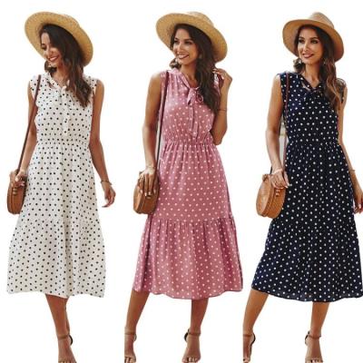 China 2020 Spring and Summer New Polka Dot Overalls Casual Dress Women's Long Dress Breathable Spring and Dress for sale