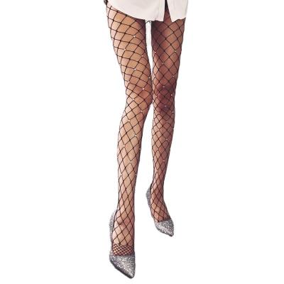 China European and American nightclub sexy hot women's socks fishnet diamond love breathable shiny pantyhose for sale