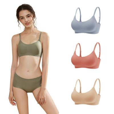 China 2020 QUICK DRY new thin underwear sports seamless steel ring vest bra suit bra and panty suit for sale