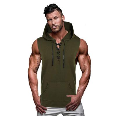 China Fashion Breathable Wholesale Sports Colors Custom Warm Fitness Gym Casual Top Sleeveless Hoodies For Men for sale