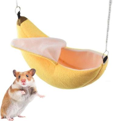 China Hot Small Liveable Banana Bed House Cage Nest Hamster Animal Accessories For Sugar Glider Hamster Small Bird Pet for sale