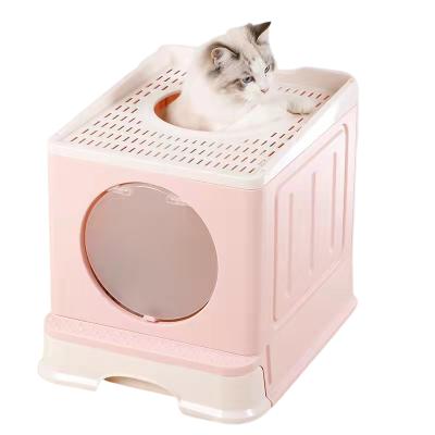 China Wholesale Cash Stocked Top - In Folding Cat Litter Box Large Drawer Fully Enclosed Cat Litter Box for sale