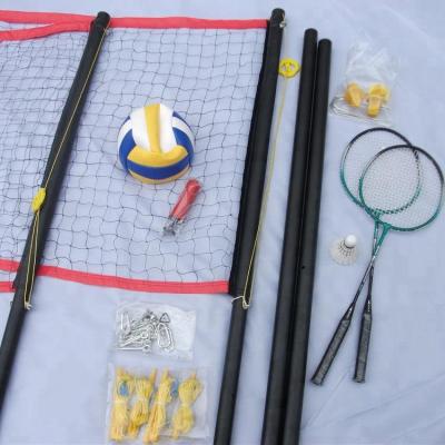 China 2 Outdoor Sportsmen In 1 Combined Volleyball And Badminton Training Net Set Pole Rack for sale