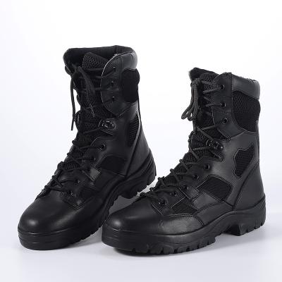 China Custom Made Black Leather Combat Boots Combat Whork Outsole Military Tactical Leather Rise Boots Cushioning for sale