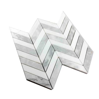 China Parquet Simple Design Customizable Marble Mosaic Flooring Black And White Marble Mosaic for sale