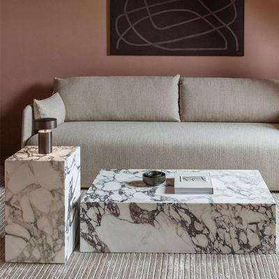 China Real natural marble square luxury cube coffee table center table for living room for sale