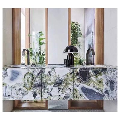 China Modern natural marble bar counter top table green jade panel wall jade green slab for sale