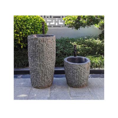 China Modern Natural Stone Bathroom Sink Freestanding Pedestal Sink Outdoor Granite Wash Basin for sale