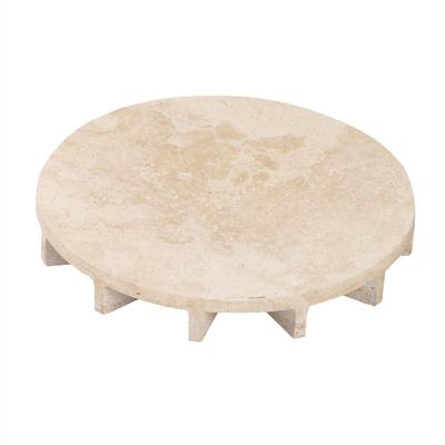 China Modern Popular Beige Marble Travertine Jewelry Display Tray Dry Fruit Tray for sale