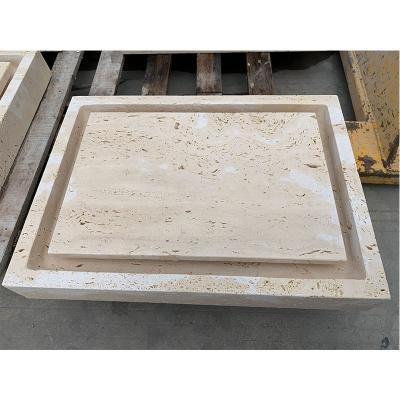 China Modern special design natural stone travertine basins beige travertine marble price for sale