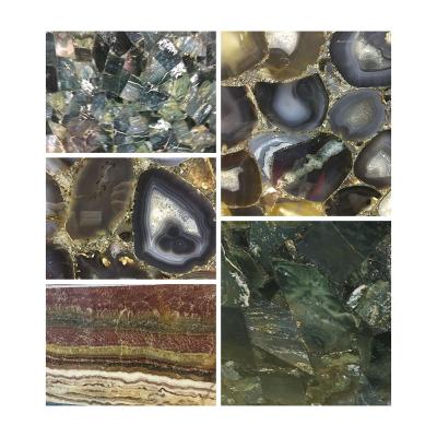 China Modern Luxury Interior Wall Cladding Decoration Natural Colors Agate Slab for sale