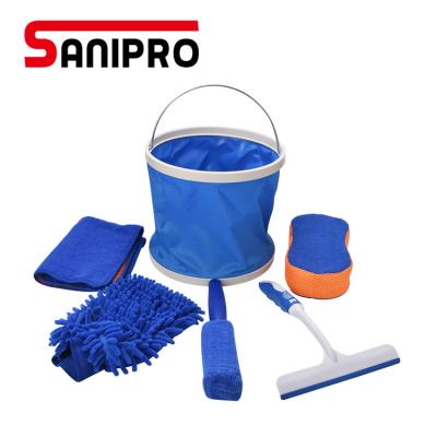 China Sanipro Microfiber Portable Sponge Bucket Microfiber Washing Cloths Car Cleaning Kit Automotive Car Cleaning Tool Kit for sale