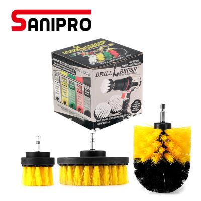 China Sanipro Power Industrial Cleaning Scrubber Cleaning Kit Electric Drill Brush Car Cleaning Tool Kit Industrial Drill Brush Sets for sale