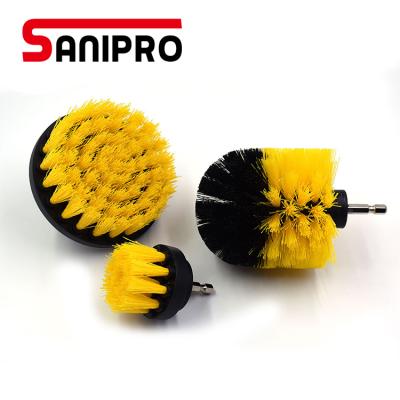 China Sanipro 3pcs Power Professional Scrubber Industrial Cleaning Drill Brush Set Electric Drill Cleaning Brush Car Cleaning Tool Kit for sale