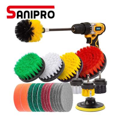 China Sanipro 22 Pcs Multi-Purpose Power Scrubber Industrial Cleaning Brush Electric Drill Cleaning Brush Attachments Play Brush for sale