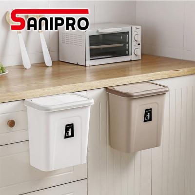 China Sanipro Sustainable Kitchen Hanging Waste Bin Under Hanging Trash Can Plastic Kitchen Sink Wastebasket Small Waste Bin for sale