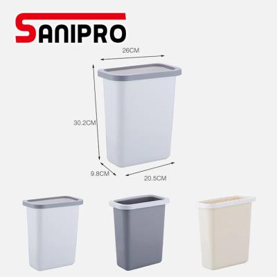 China Sanipro Sustainable Small Waste Bin In Cabinet White Plastic Hanging Waste Bin Waste Basket Bin for sale