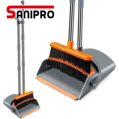 China Sanipro Home Office and Field Home Standing Upright Use with Extendable Durable Foldable Lobby Broom and Dustpan Set for sale