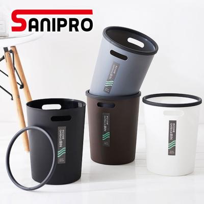 China Sanipro Viable New Cheap PP Round Logo Color Custom Kitchen Trash Can With Handle 10L Waste Containers Drain Bin Trash Can for sale