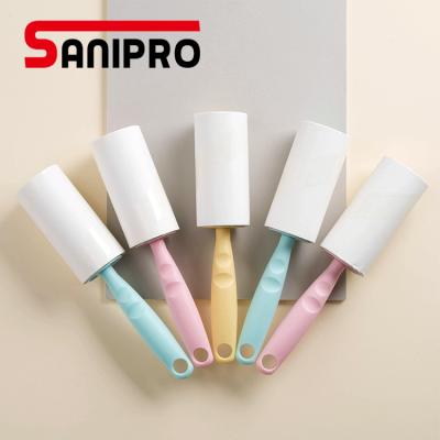 China Sanipro Manual Quick Cleaner Fiber Roller With Base Refill Covers Rolls Pet Hair Pillow Cover Remover Household Cleaner With Base for sale