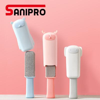 China Sanipro New Manual Portable Reusable Fiber Solvent Household Fiber Roller Brush Cleaner Sticky Pet Clothes Hair Household Remover Tools for sale