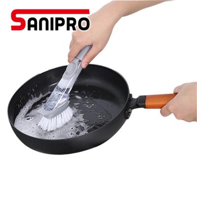 China Sustainable Sanipro Kitchen Cleaning Set Soap Dispensing Dish Scrub Pot Pan Sink Brush Bathroom Kitchen Brush for sale