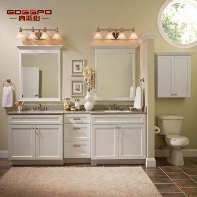 China Water Long Solid Wood Vanity Cabinets And Brown Granite Top In Bathroom Gorgeous With Heavy Duty Wide Wall Mirror Bathroom Cabinet Vanity for sale