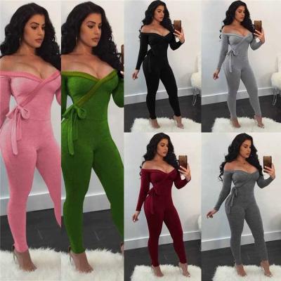 China Autumn And Winter Women's Strapless Sexy Deep V Long Sleeve S Clothing Breathable Overalls Explosion European And American Style for sale