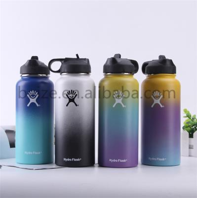 China Sustainable Fashion Gradients Double Wall Thermos Vacuum Flask Insulated Outdoor Sports Drink Stainless Steel Water Bottles With Custom Logo for sale