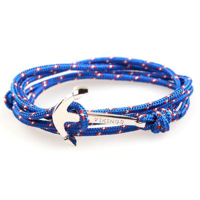 China Nautical Navy Rope Bracelet Men and Women Anchor Bracelet Navy Blue Braided Nylon Rope Bracelets for sale