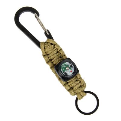 China Portable Outdoor Tactical Survival Gear Emergency EDC Kit Carabiner Compass Paracord Survival Lanyard Keychain For Hiking for sale