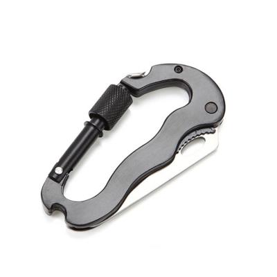 China Outdoor Accessories 5 in 1 Outdoor Tactical Survival Carabiner Multifunctional Tool with Knife/Screwdriver/Bottle Opener for sale