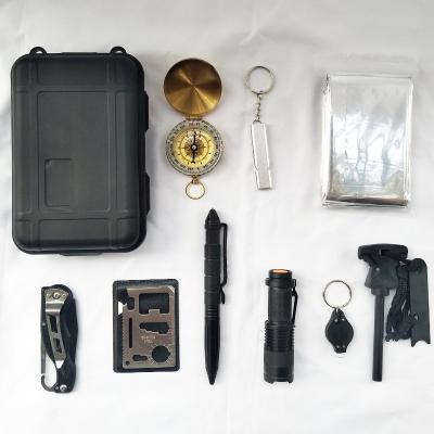 China 10 in 1 Multi Wholesale Outdoor Tactical Survival Kits Emergency Survival Kit Camping Set for sale