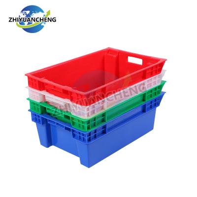 China Solid Beef Butcher Poultry Processing Box 600x400x200mm Sausage Meat Lugs Stackable Plastic Mesh Crates For Chicken for sale